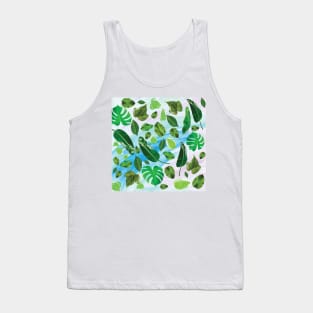 Realistic Green Leaves Pattern Tank Top